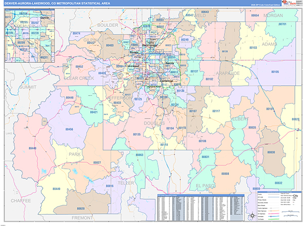 Denver-Aurora-Lakewood Metro Area Wall Map